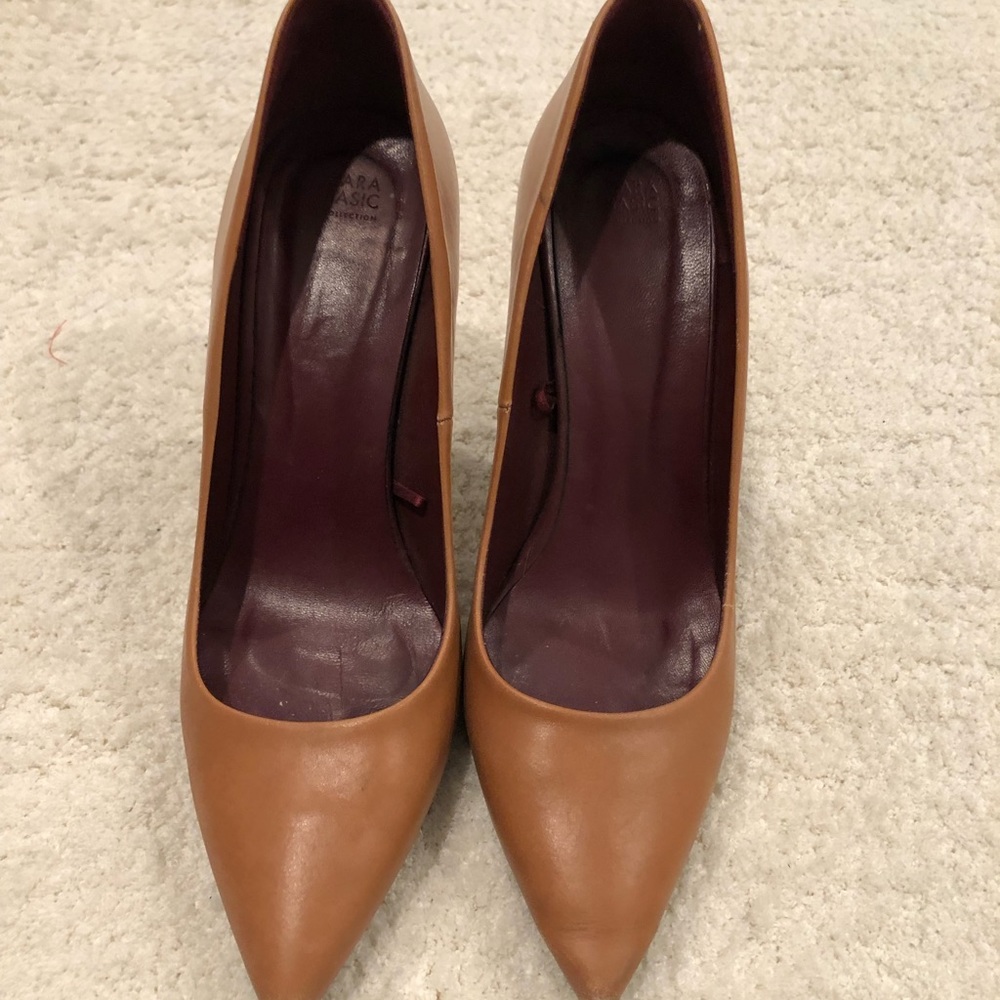 Zara Cognac Brown Court Shoes size 8